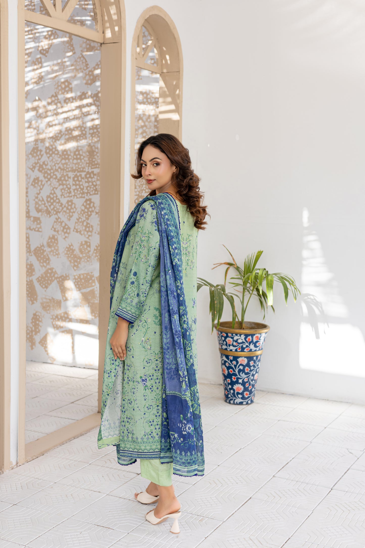 Mint Green Silk Printed Stitched 3 Piece Suit – Mint Meadow