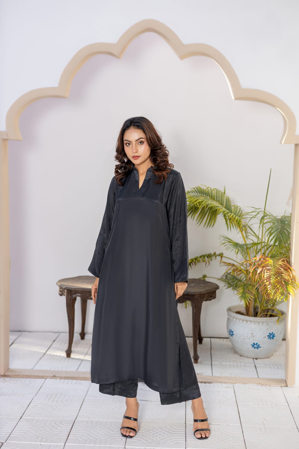 Premium Russian Silk 2 Piece Midnight Grace Co-ord Set