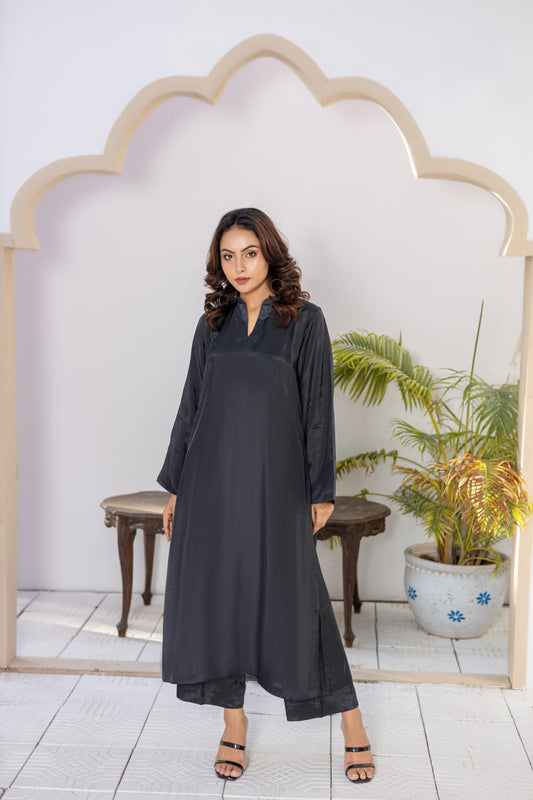Premium Russian Silk 2 Piece Midnight Grace Co-ord Set