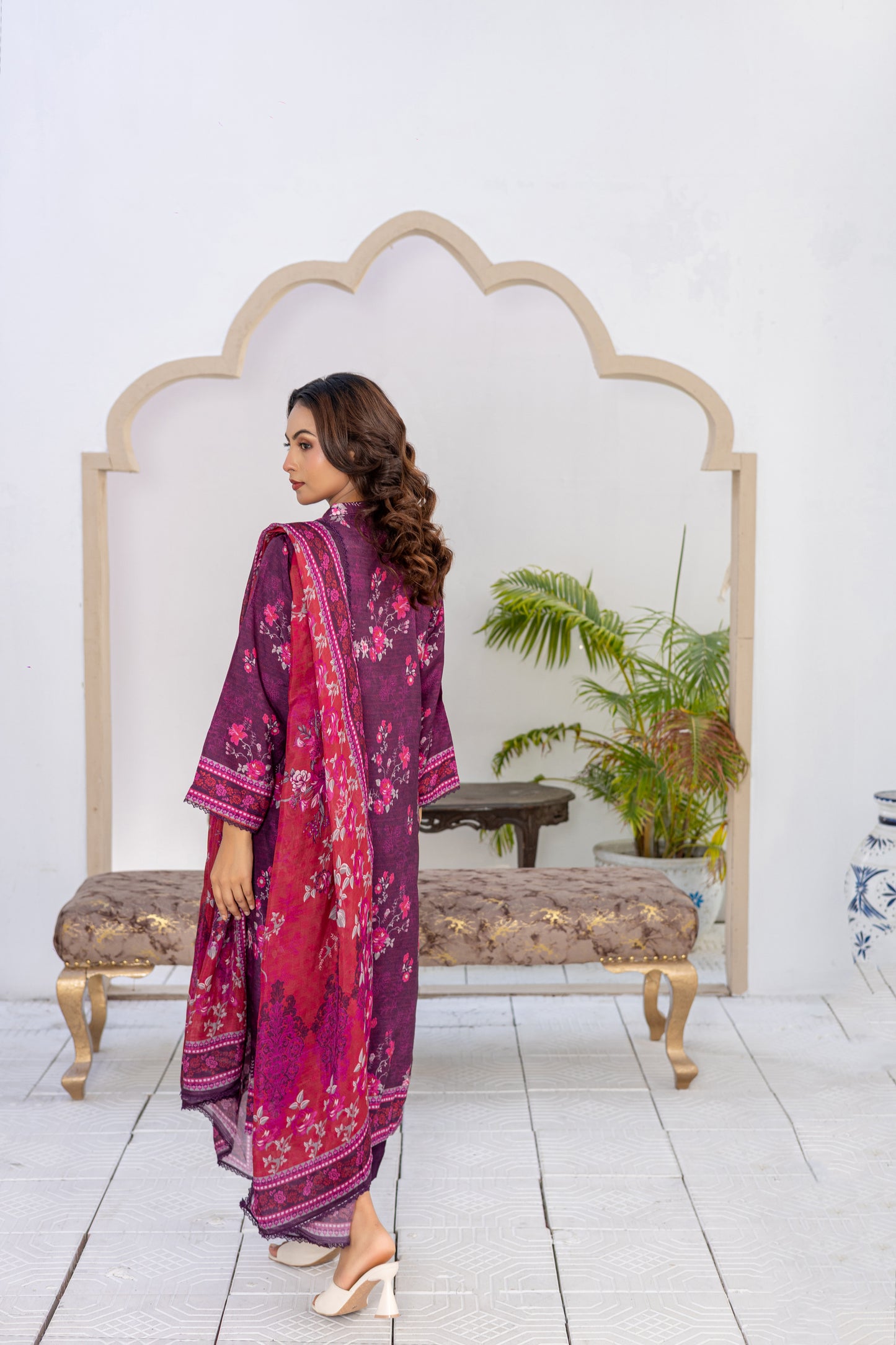 Purple Plum Silk Printed Stitched 3 Piece Suit – Plum Blossom